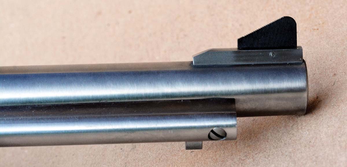 Both stainless-steel and blue-finished guns will feature a staked front sight that allows the blade to be changed.